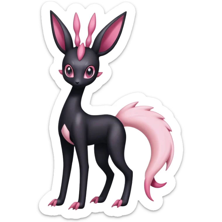 Black Dark Shiny Gothic Exotic Amaura-Salazzle-Aurorus-Sylveon-Fakémon-hybrid-creature (full body)  sticker