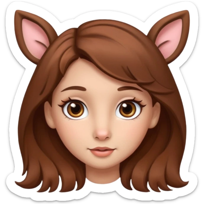 Make a cute girl deer with brown hair and big brown eyes give her cute lashes sticker