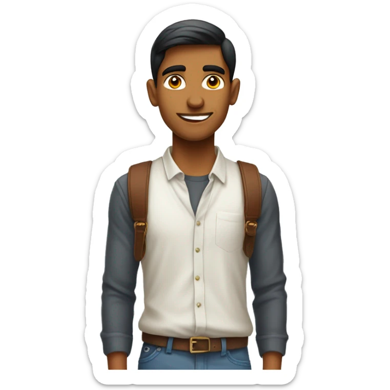 a skinny yet athletic indian youth who's a COO of a startup and a founder getting into harvard sticker