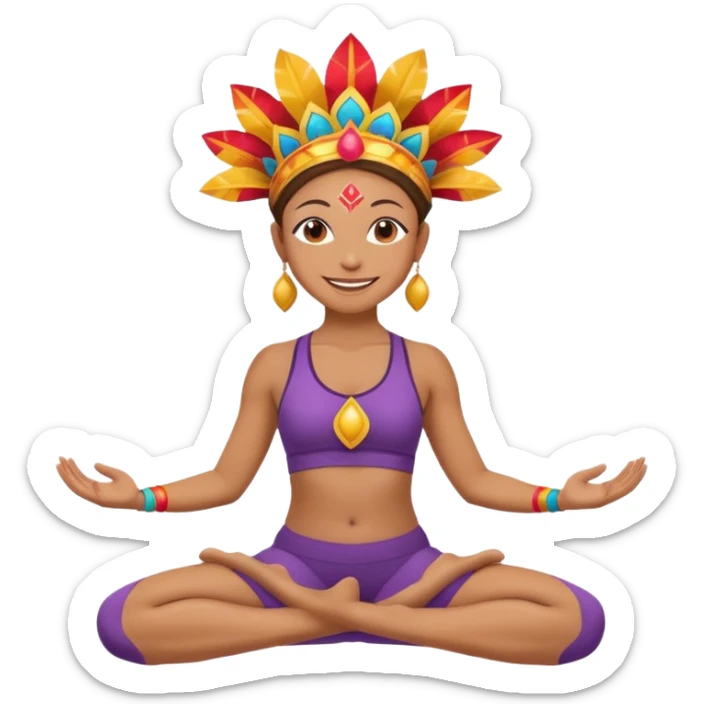 Uma pessoa em posição de yoga vestida de carnaval fantasiado sticker