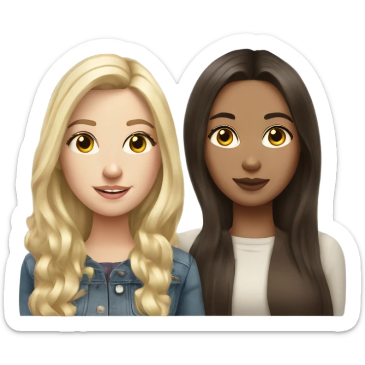 Realistic Russian Brunette hair girl and a blonde haired bestie  sticker