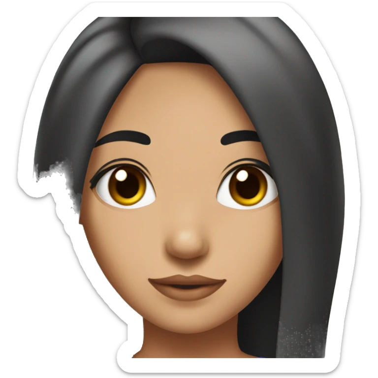18 years old girl with straight black hair and brown sweet eyes sticker