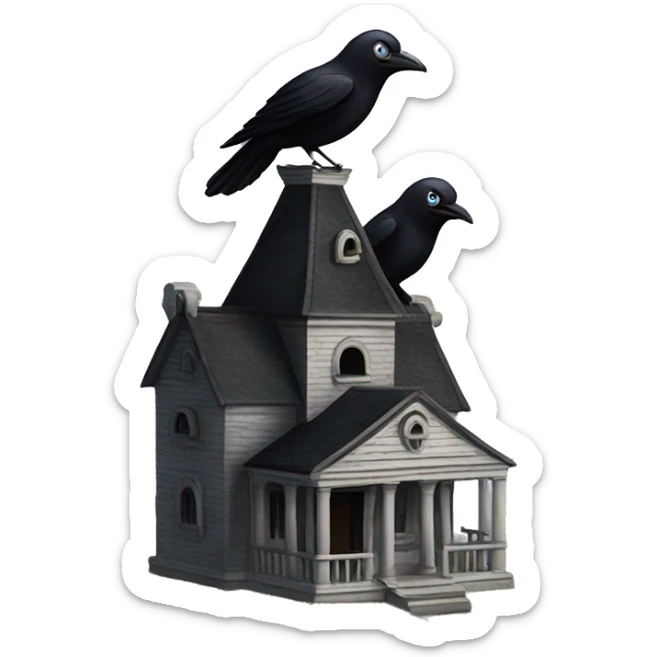 Nevermore Academy. Haunted Addams house. birdhouse  sticker