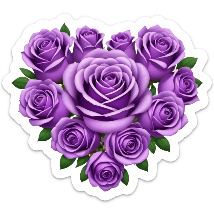 Heart made of purple roses and text in the center that says Ginger  sticker