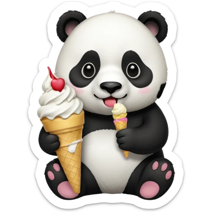 Panda eating ice cream sticker