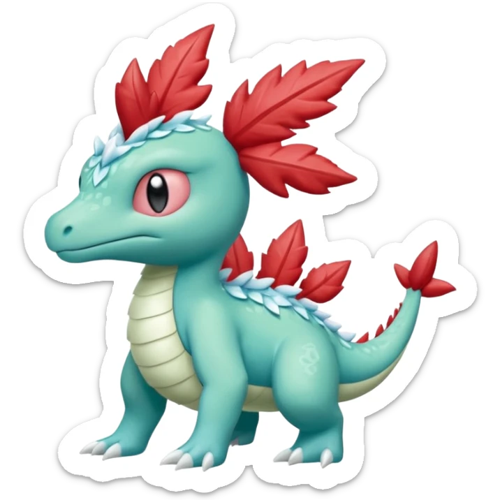 Icy Snowy frost flaky Shaymin-Salamence-Grovyle-creature (full body) sticker
