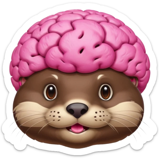 generate an otter with a very big  pink brain going out of the head sticker