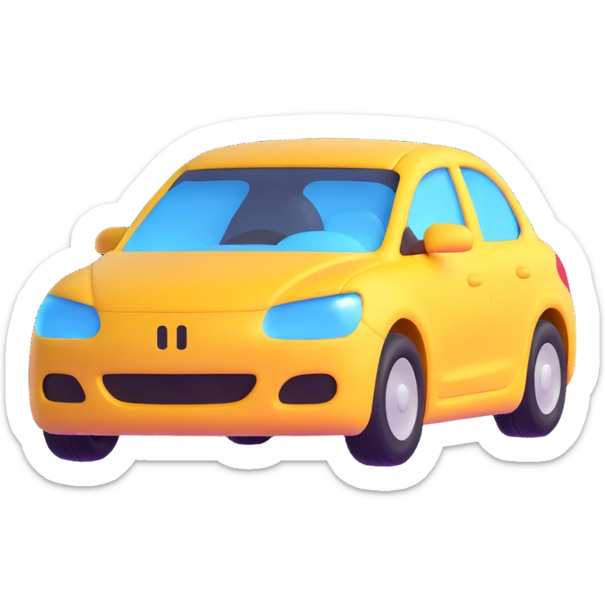 modern 3D emoji of a car covered with a transparent protective film sticker