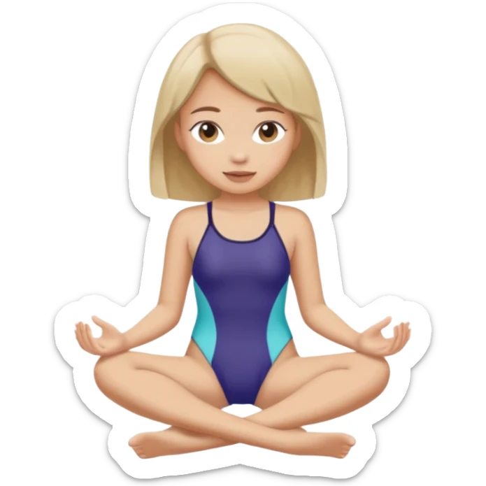 Girl wear swimsuit, The girl sits with her legs apart, show her feet sticker