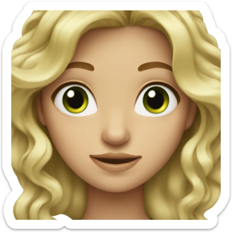 Blonde wavy hair girl with green eyes  sticker