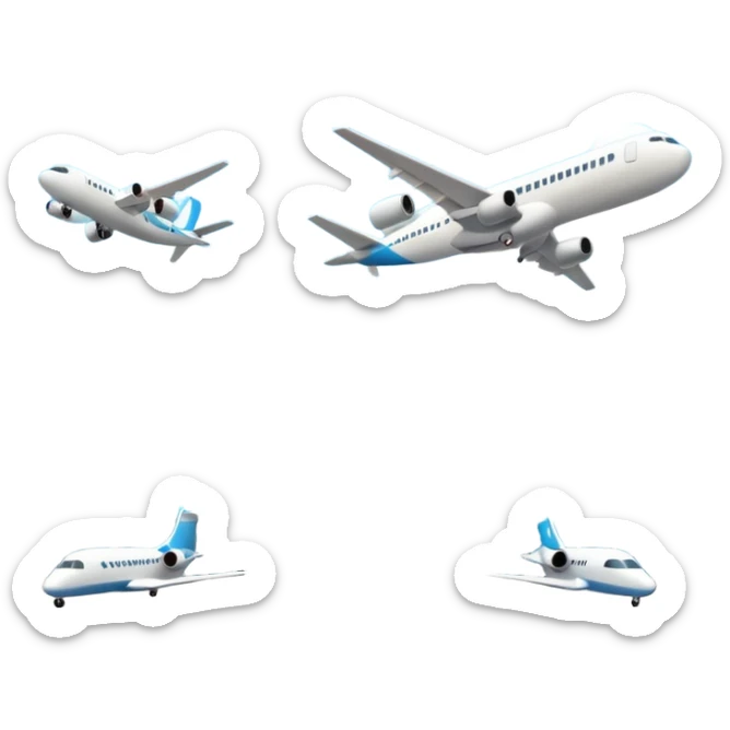 A 3D cartoon airport terminal building with glass windows and airplanes nearby, clean lighting, Memoji-style rendering. sticker