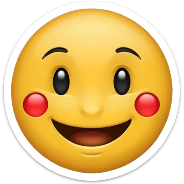 Crea un emoji redondo de color negro con cara feliz sticker