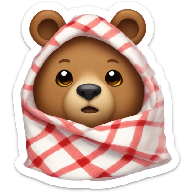 bear cozy in blanket sticker