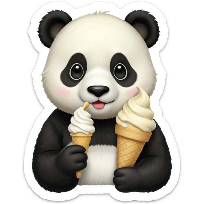 Panda eating ice cream sticker