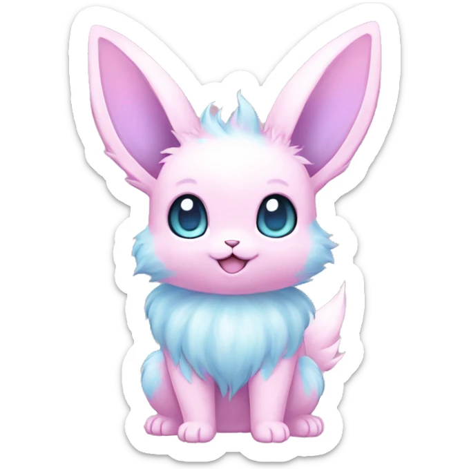 Kawaii Pastel Cotton-Candy-Colored Eeveelution-Cute-Bunny-Pokémon-fusion full body sticker
