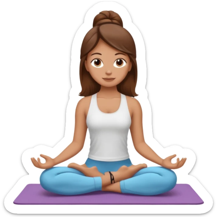A white girl with brown hair who works remotely and enjoys yoga sticker