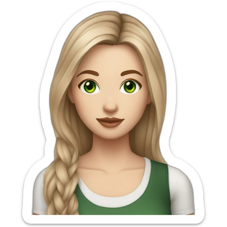 tattoo master, white girl straight light brown hair, green eyes sticker