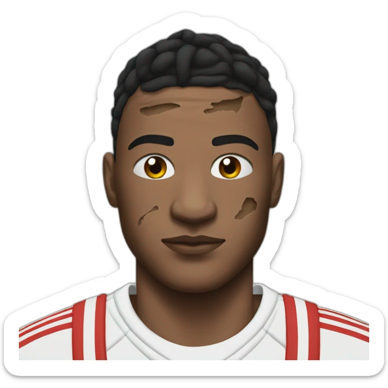 Guy in an Adidas tracksuit with bandages on his head and bruises on his face. sticker