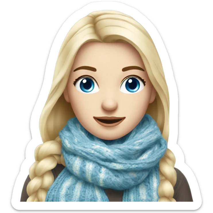 beautiful finnish blonde woman with blue eyes knitting floral scarf sticker