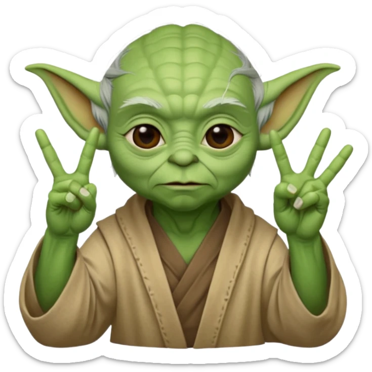 yoda qui fait le signe petit des doigts sticker