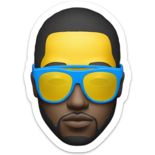 Uk rapper with yellow mask covering all his fave and a full blue sunglasses sticker