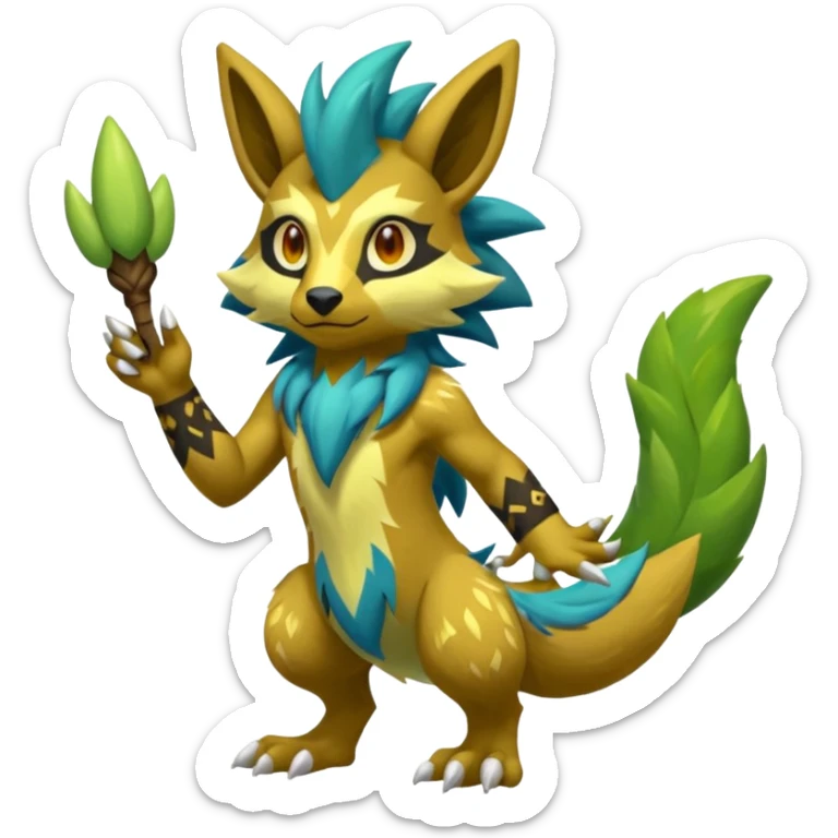 Tribal furry anthropomorphic Colorful Fruity Gay Manectric-Electrike-Skiddo-Zeraora-Zygarde-fusion-hybrid-creature  sticker