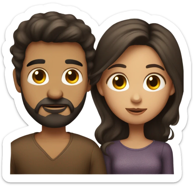 Man with dark hair and dark beard kiss beautiful girl with brown hair  sticker