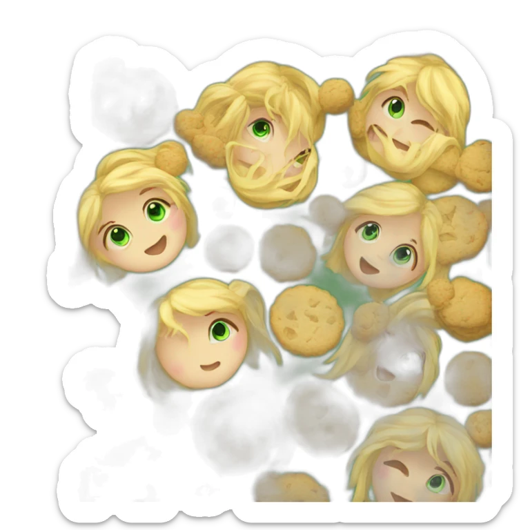  girl green eyes long blonde hair baking cookies sticker