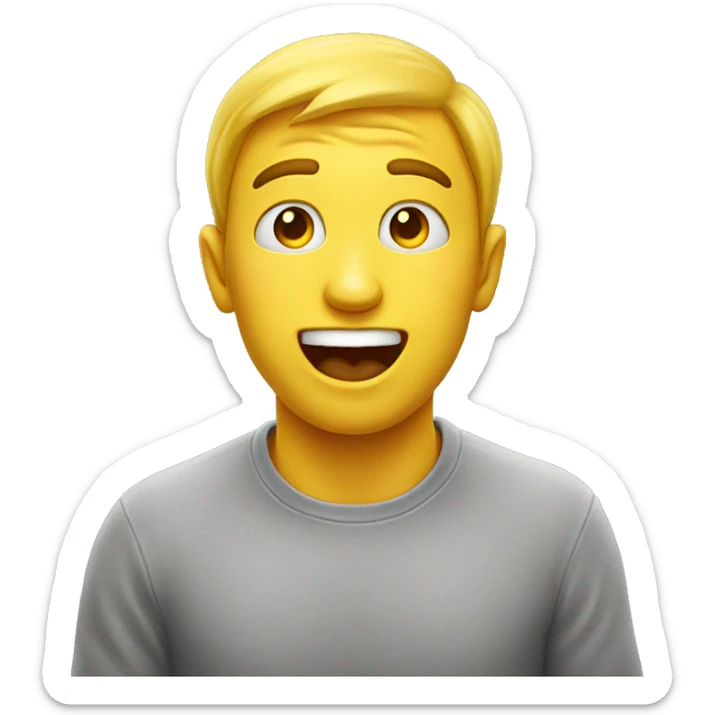 A yellow, round-headed emoji that is drooling and its eyes are wide open with surprise and happiness. sticker