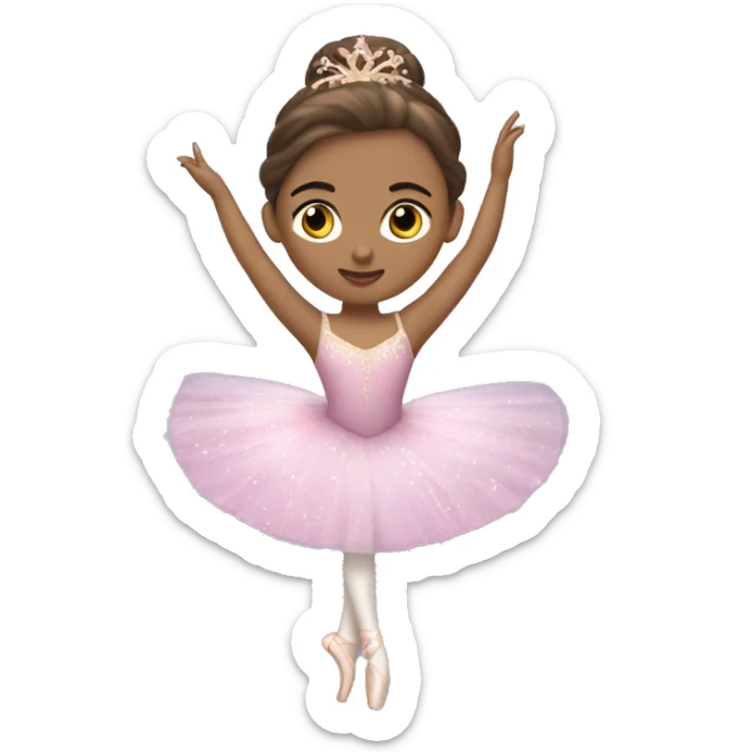 A sugar plum fairy ballerina performing in the nutcracker ballet brown hair sticker