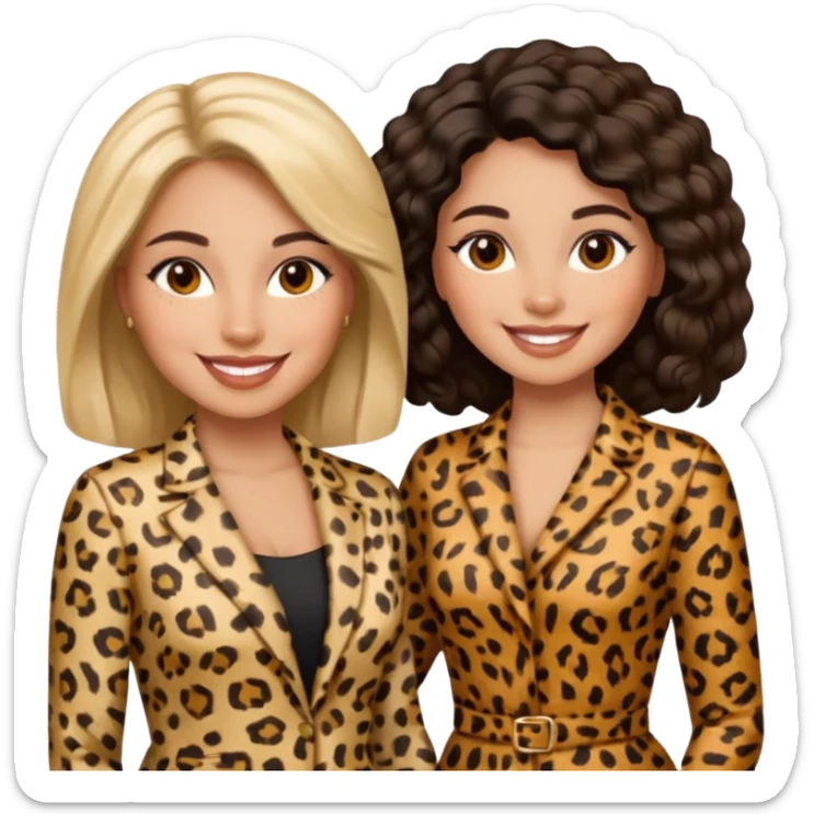 Latina woman and black woman in cheetah print outfit sticker