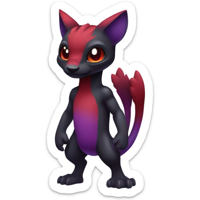 Cute cool dark black red purple animal hybrid Fakemon full body sticker