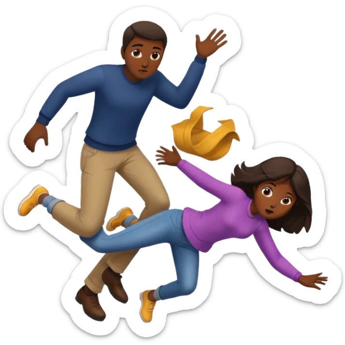 I want a man tripping a girl over and the girl falling to the floor sticker