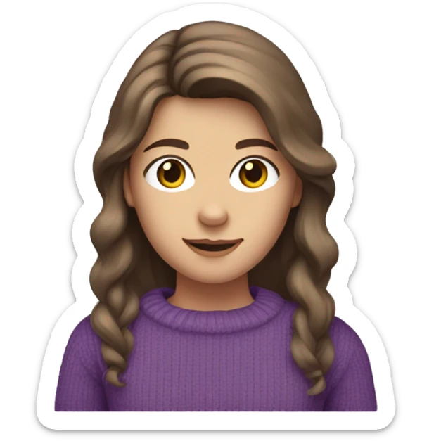 Caucasian girl with brown hair in purple sweater sticker