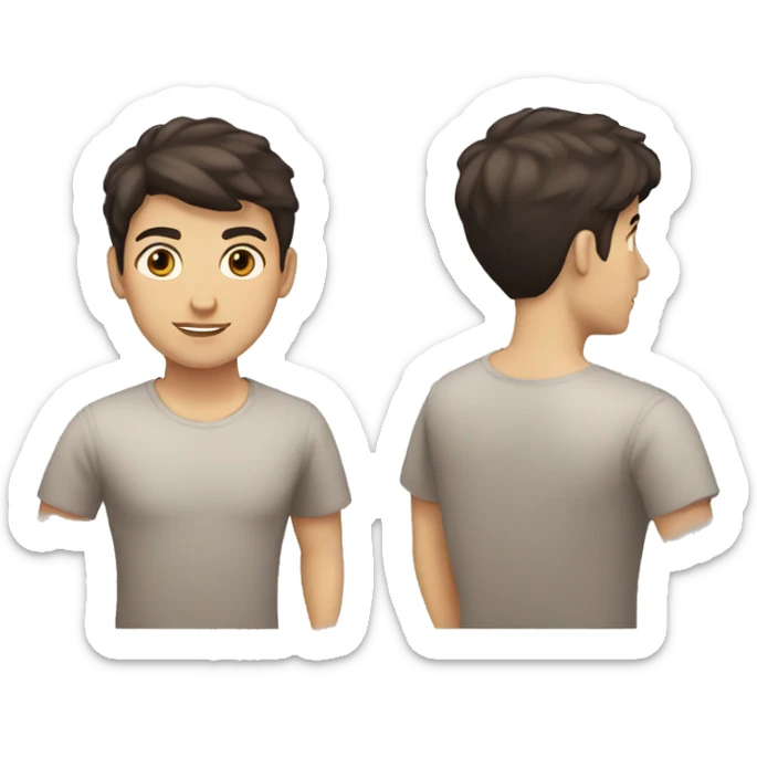 man , with a short dark brown hair , and brown eyes , and light skin with laptop sticker