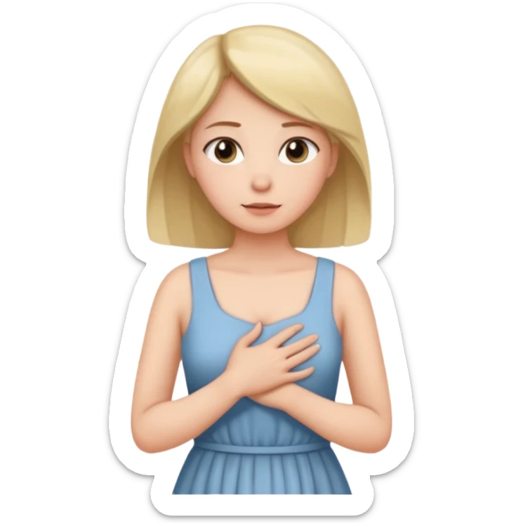 the woman holds one hand on her chest and the other on her stomach sticker