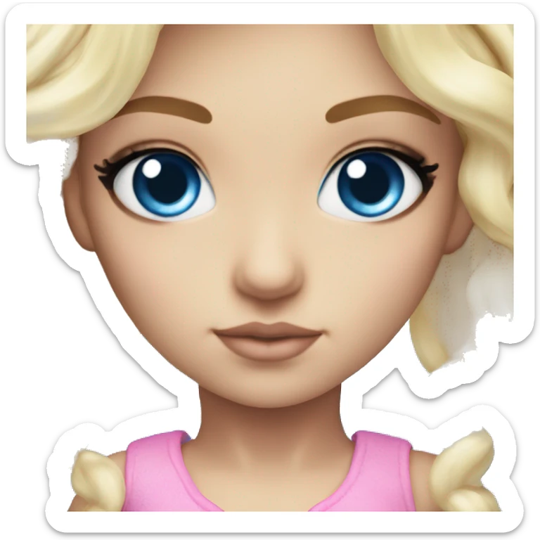ocean blue doll eyes, blonde hair, feminine, pink, girl, angelic sticker