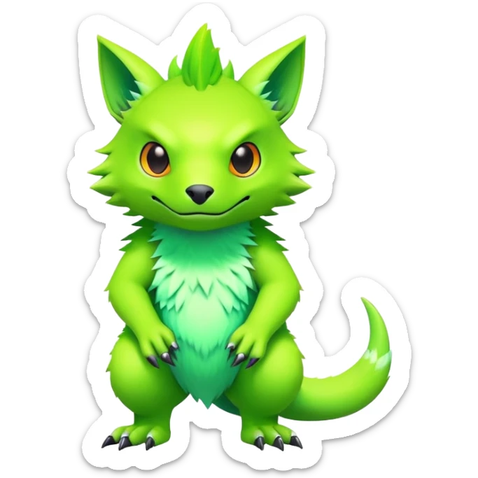 Tropical pastel dark bright vibrant futuristic lush warm-colored neon Fakémon-Vernid-Digimon-creature sticker