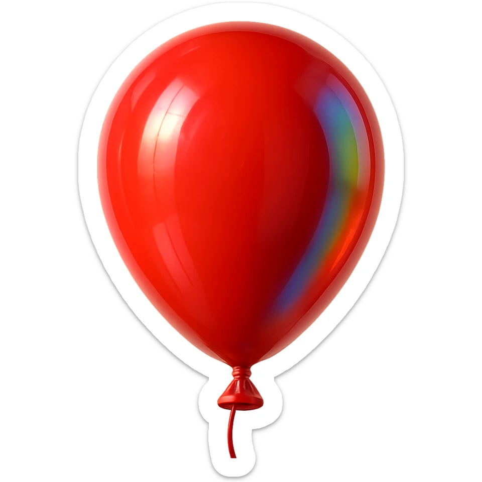 red balloon emoji, simple and shiny sticker
