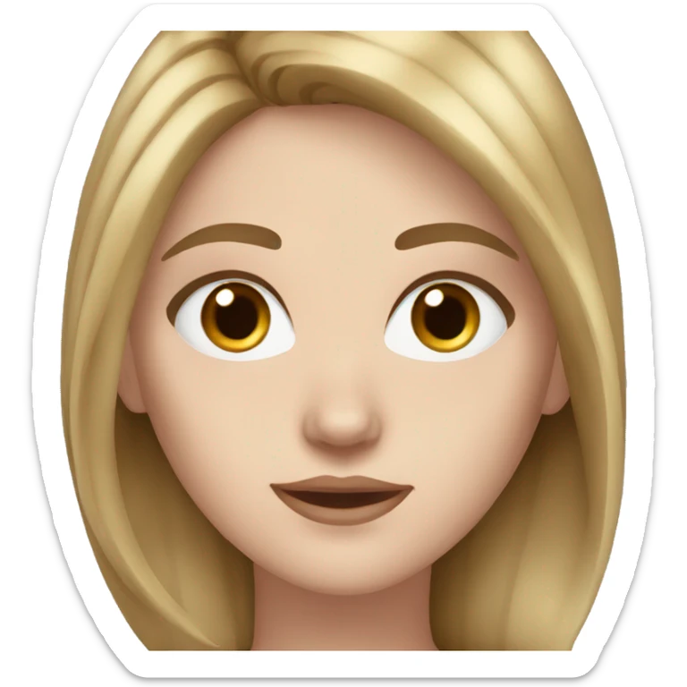 white girl with dark blonde, almost brown hair, blue eyes, slightly wavy hair sticker