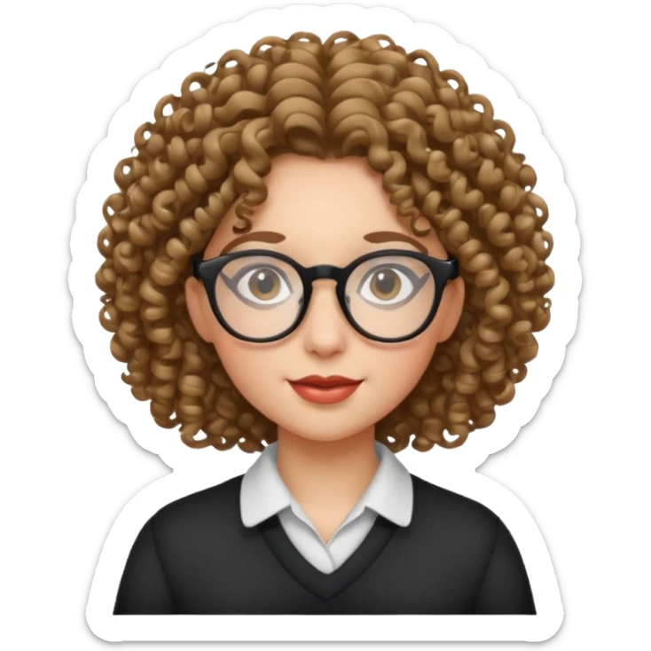 Gay girl with curly hair and glasses sticker