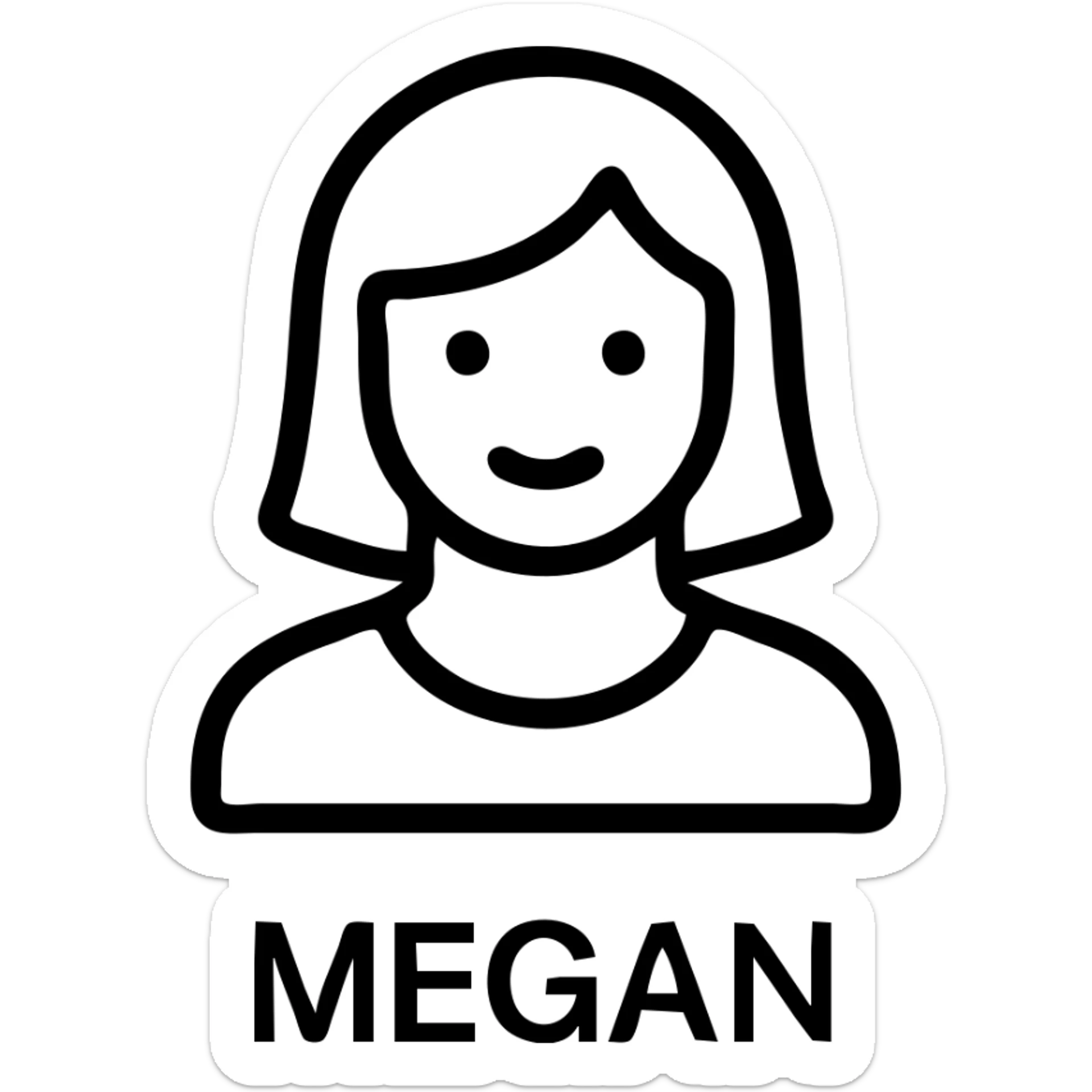 icon of a woman named Megan, simple and modern, clean lines, minimal color, suitable for an app icon sticker