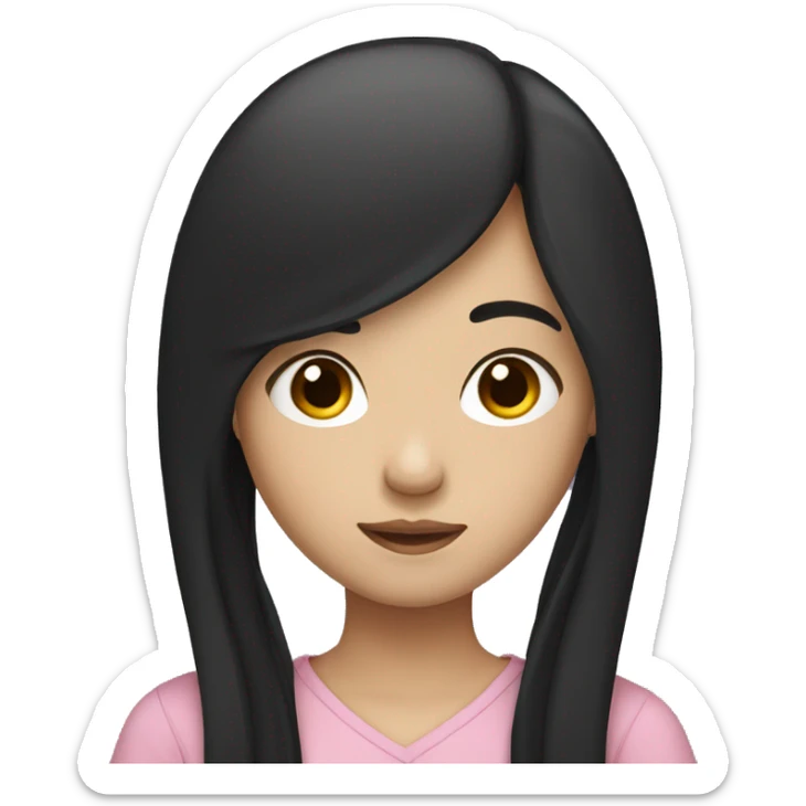 teenage asian girl with black long hair sticker