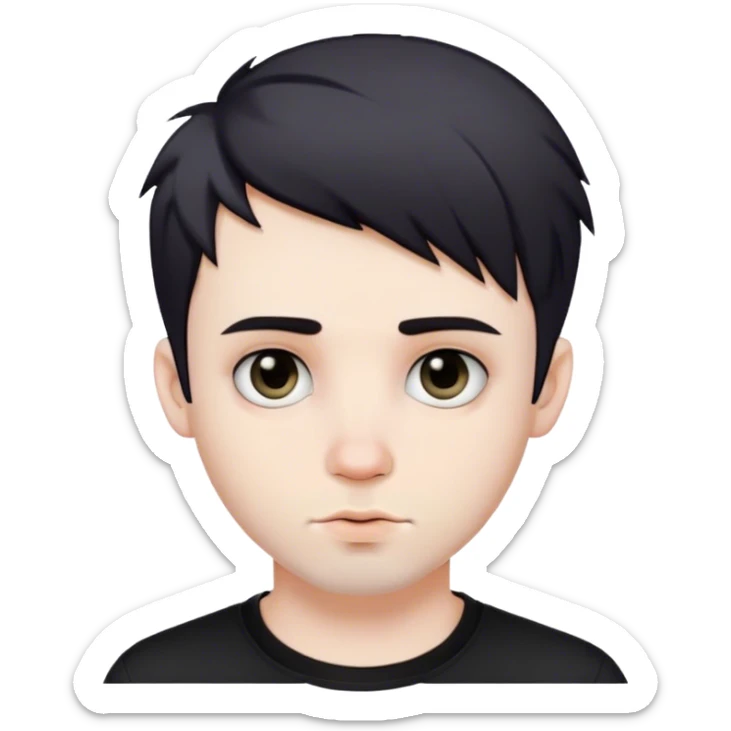 Cute white male, short dark colored hair and facial hair, nose and lip piercing, emo sticker