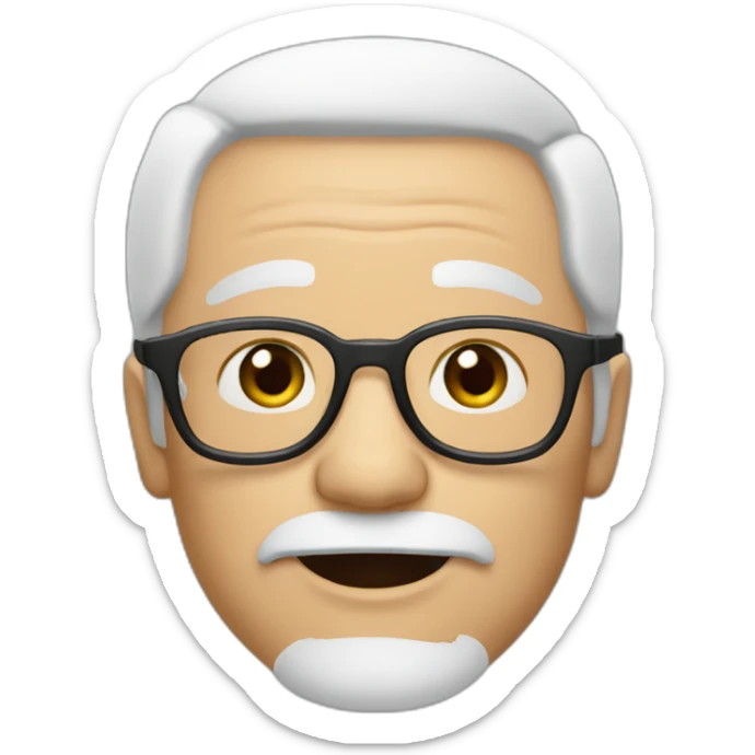grand father Indonesia white hair with glasses hair sticker