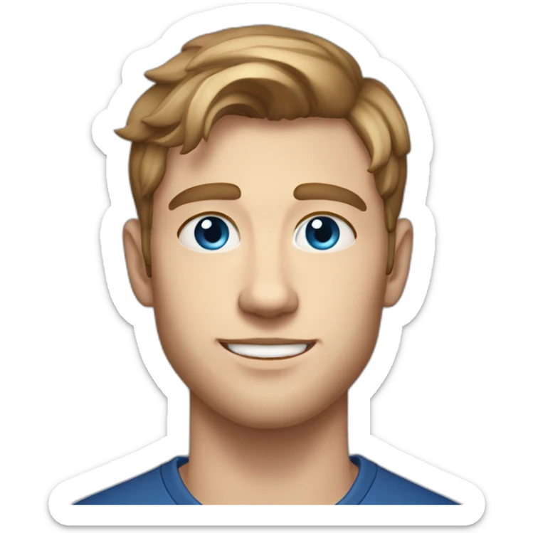 a 21 year old white scandinavian man with a gaotee and brown hair with blue eyes sticker