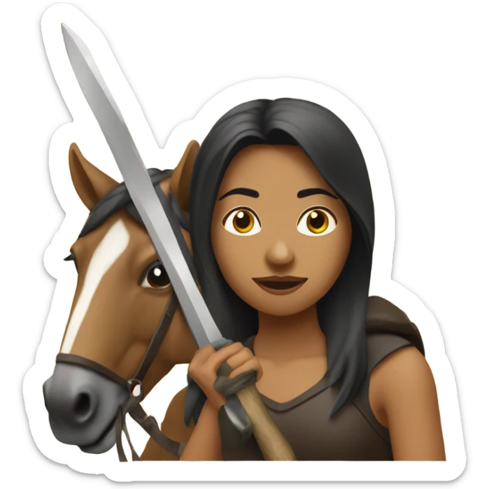 Latina girl holding a big machete sitting on a horse sticker