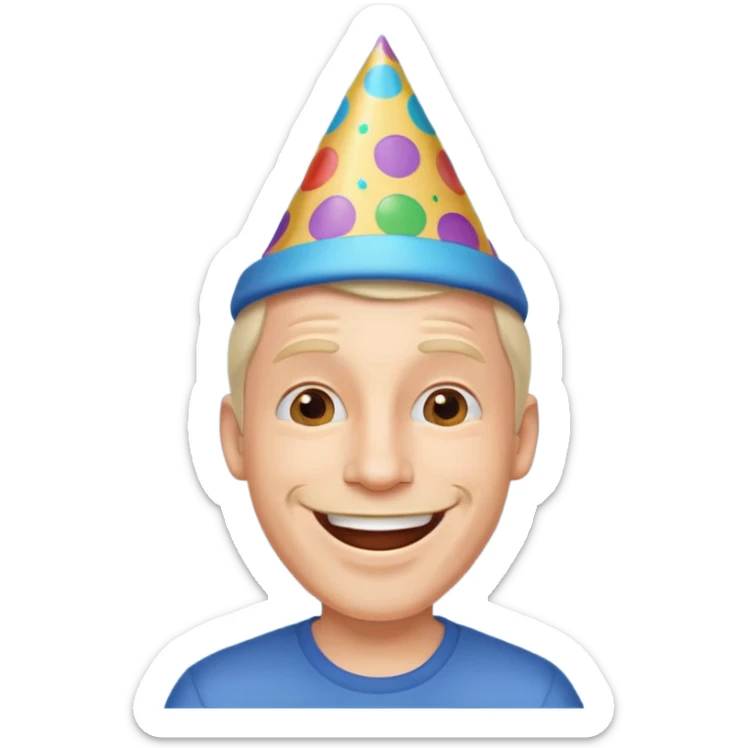 Emoji de un hombre feliz de festejo solo cabeza  sticker