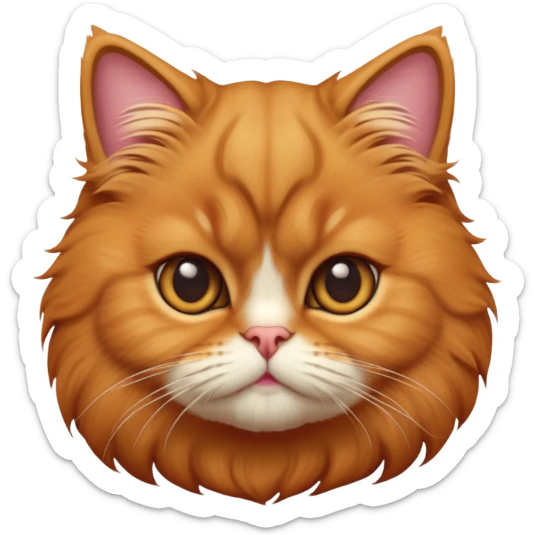 cinematic-adorable-big-eyed-fluffy-solid ginger-persian-cat-portrait-emoji,-head-tilted-playfully-with-a-sweet-expression,-fluffy-ginger-fur,-simplified-yet-irresistibly-cute-features-with-large,-expr sticker