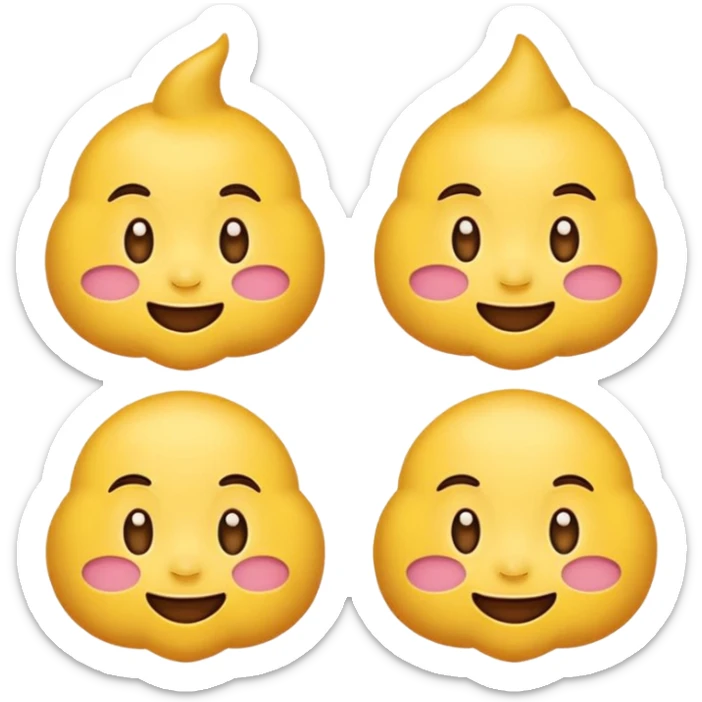 một emoji cảm xúc hạnh phúc, chỉ gồm 2 con mắt,  mắt trắng, má hồng sticker